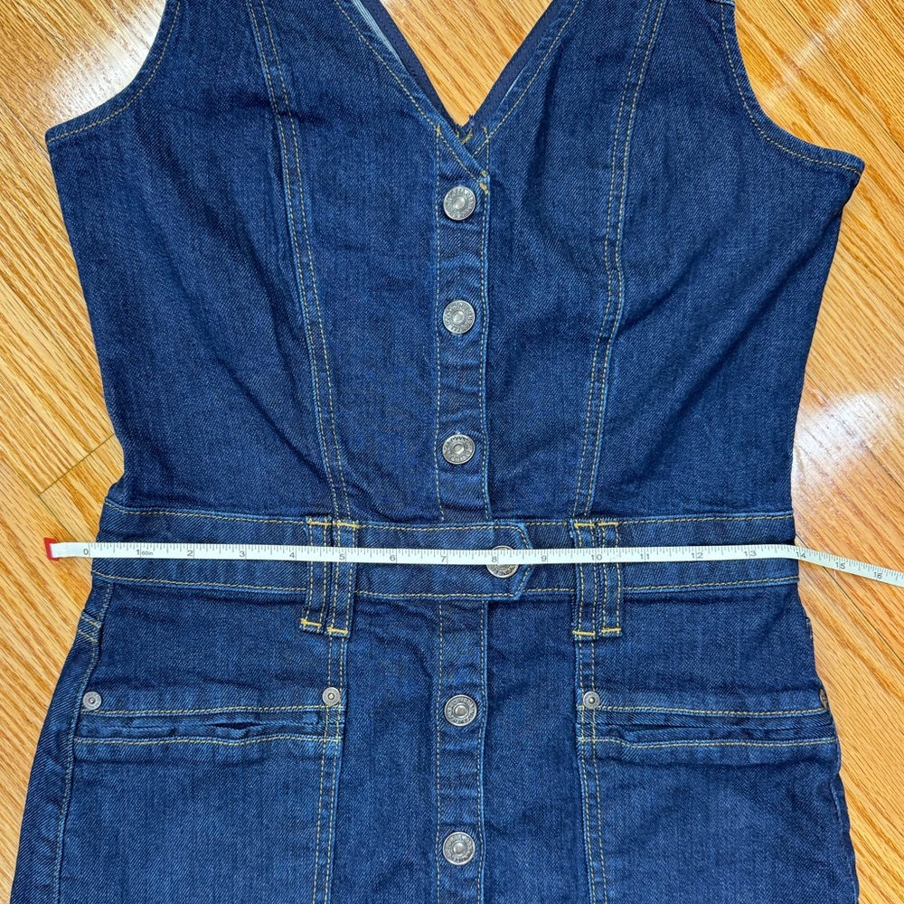 7 For All Mankind Blue Denim Button Down Mini Dress Bodycon Cowgirl - Picture 5 of 9